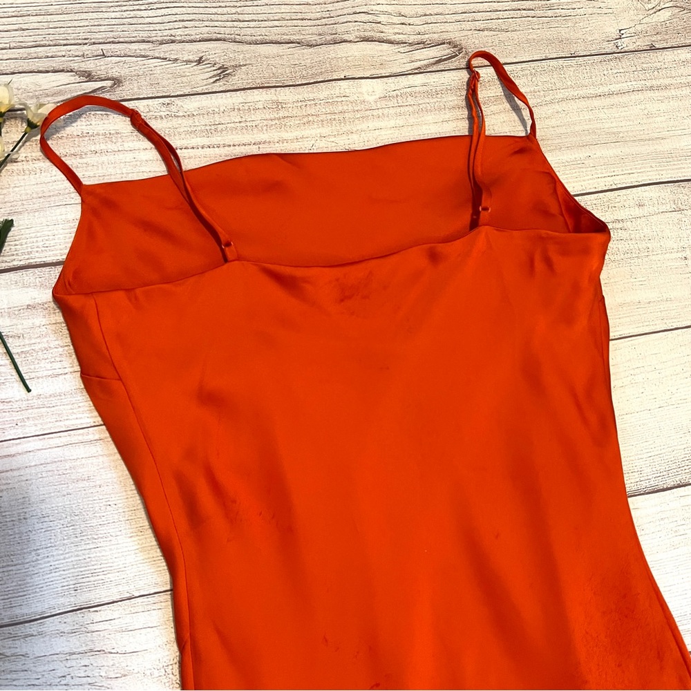 EXPRESS Satin Cowl Neck Asymmetrical Hem Maxi Slip Dress - Picture 8 of 16